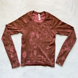 lululemon Swiftly Tech  2.0 Long Sleeve, Roasted Brown/Brier Rose, Sz 4